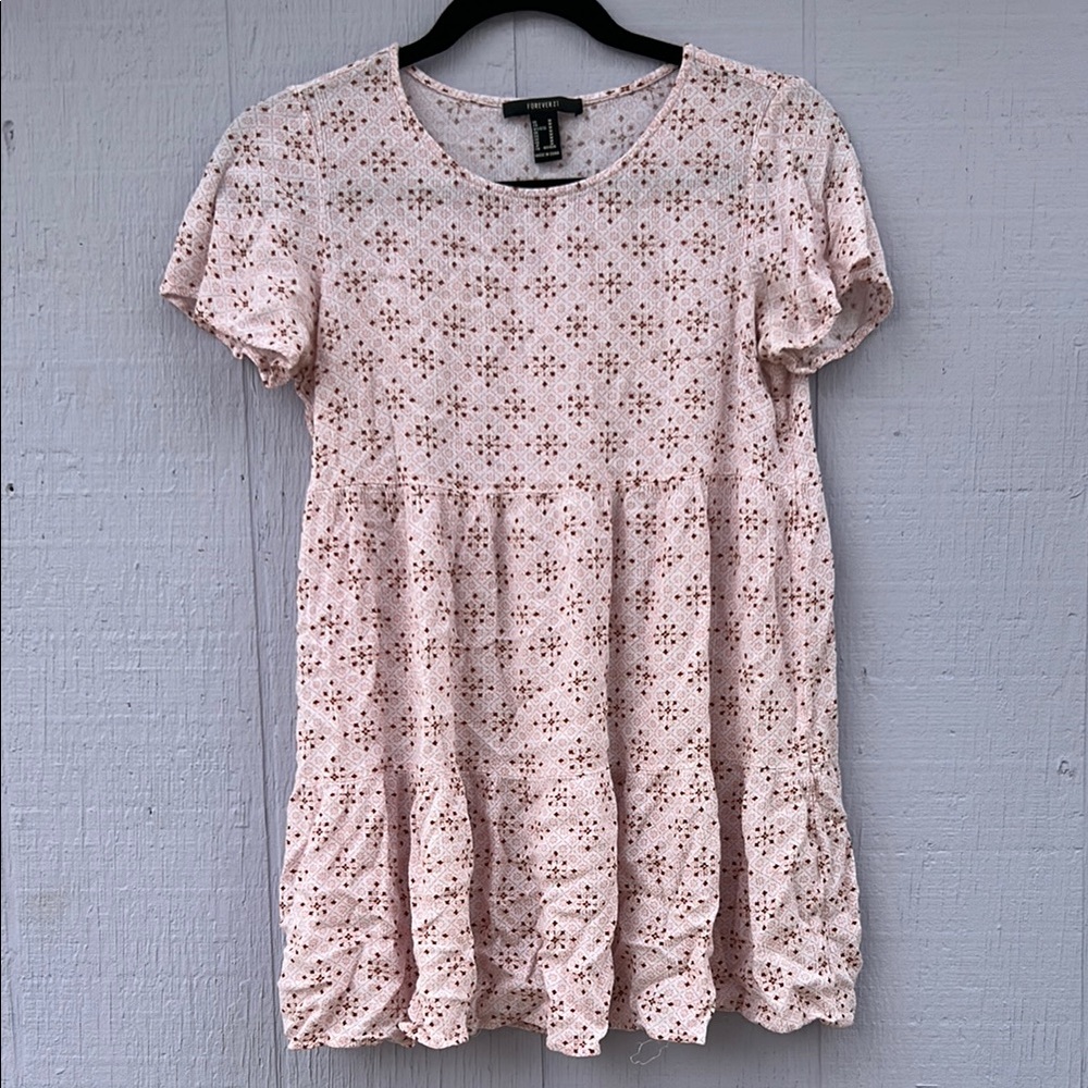 Forever21 Pink Patterned Babydoll Dress